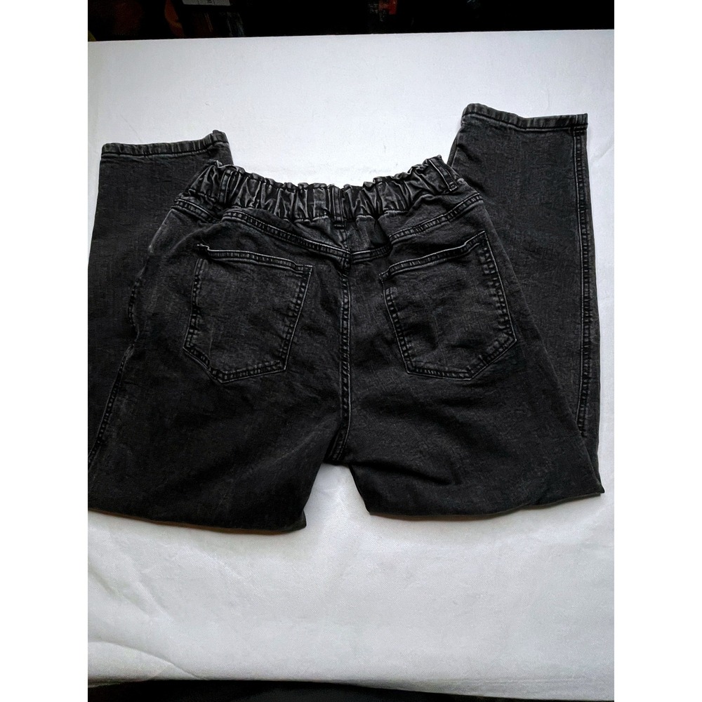 Jones Stores Slouchy Jeans Women 28 Washed Black Paperbag Stretchy Waist Tapered - Picture 11 of 12